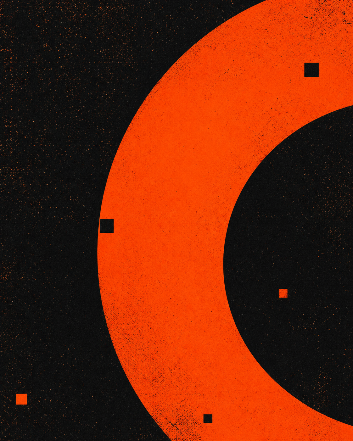 Abstract orange and black composition representing games